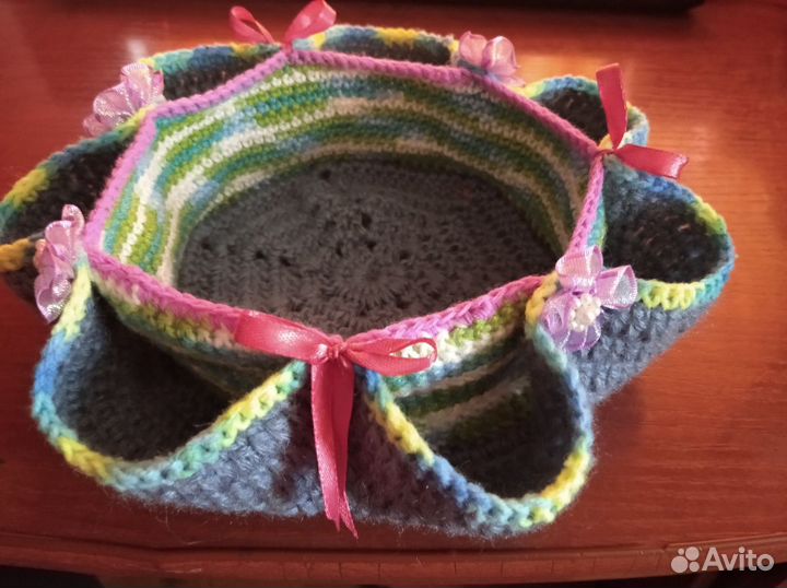 Вязаная пасхальная корзинка