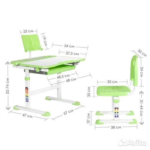 Растущая парта и стул анатомика