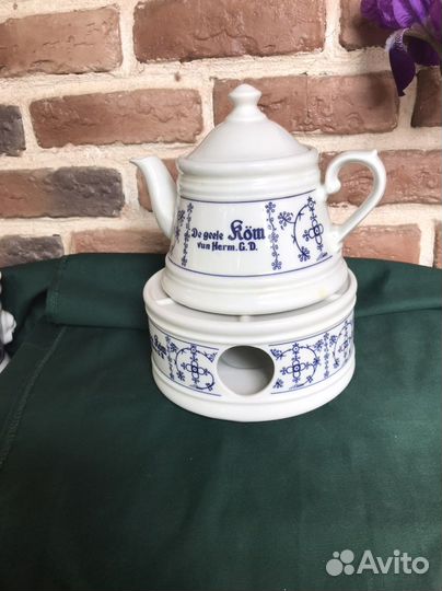 Чайник с подогревом синий лук, индийский узор