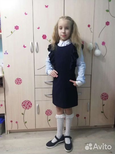 Школьный сарафан синий