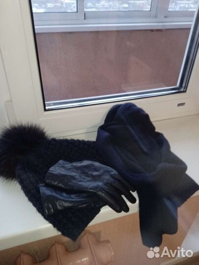 Женский шарф+шапка+перчатки