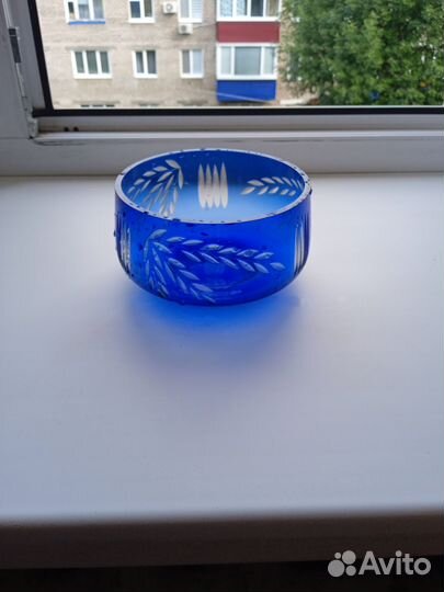 Синий хрусталь, салатник СССР