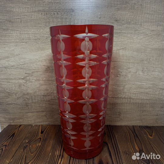 Большая Ваза Для Цветов Рубиновое Стекло СССР
