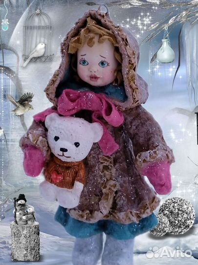 Ватная кукла на ёлку