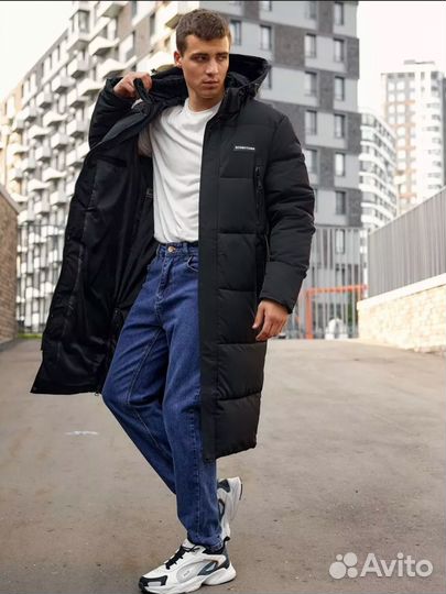 Пуховик зимний длинный мужской р 54,56