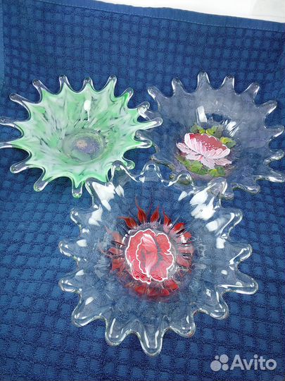 Салатница фруктовница Капля хрустальное стекло