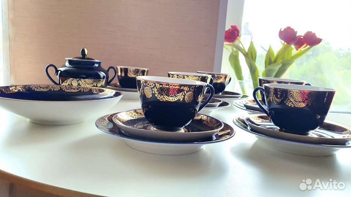 Чайный сервиз СССР, лфз, кобальт