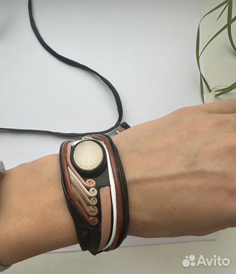 Колье и браслет из натуральной кожи
