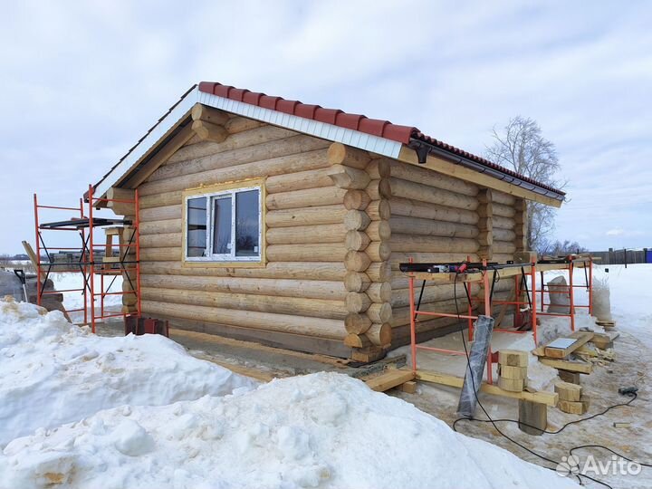 Срубы бань, домов из оцилиндрованного бревна
