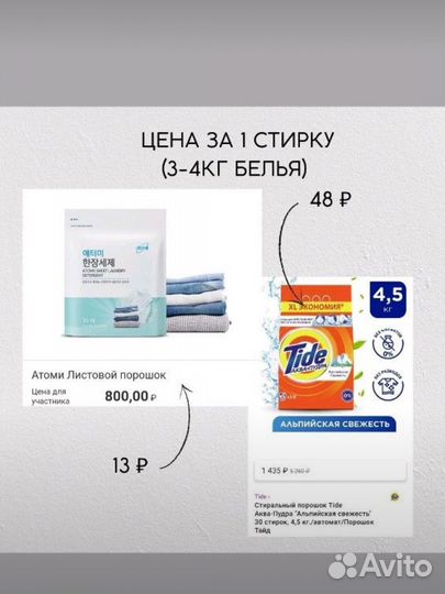 Стиральный листовой порошок атоми