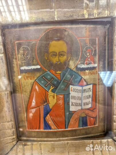 Старинная икона Николай Чудотворец