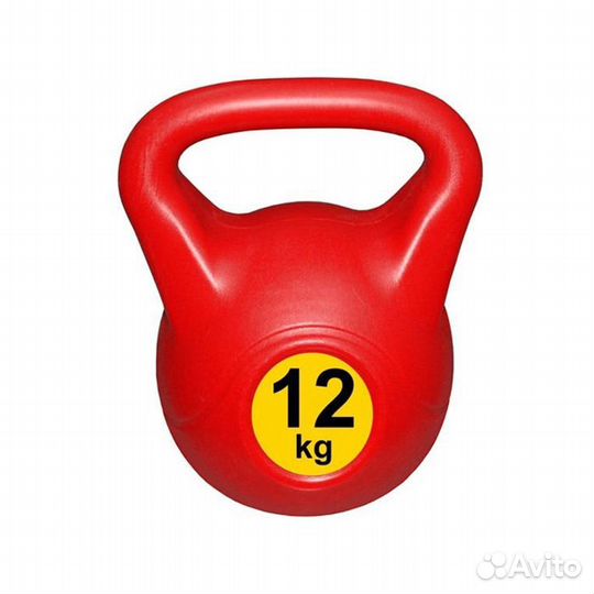 Гиря 12 кг классическая тренировочная пластиковая