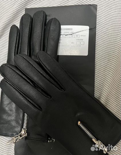 Перчатки Chrome Hearts из кожи, ручной работы