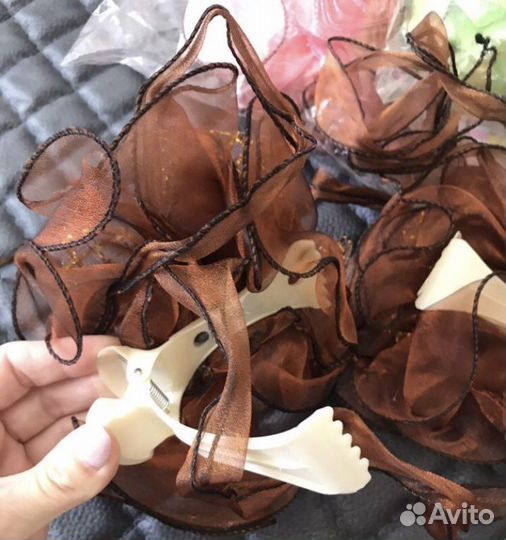 Подхваты для штор клипса цветок коричневый розовый