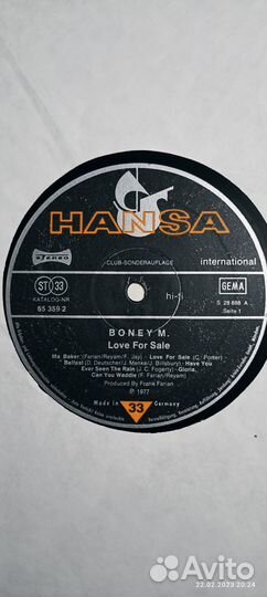 Boney M.1977.Оригинал.Германия.Клубный пресс