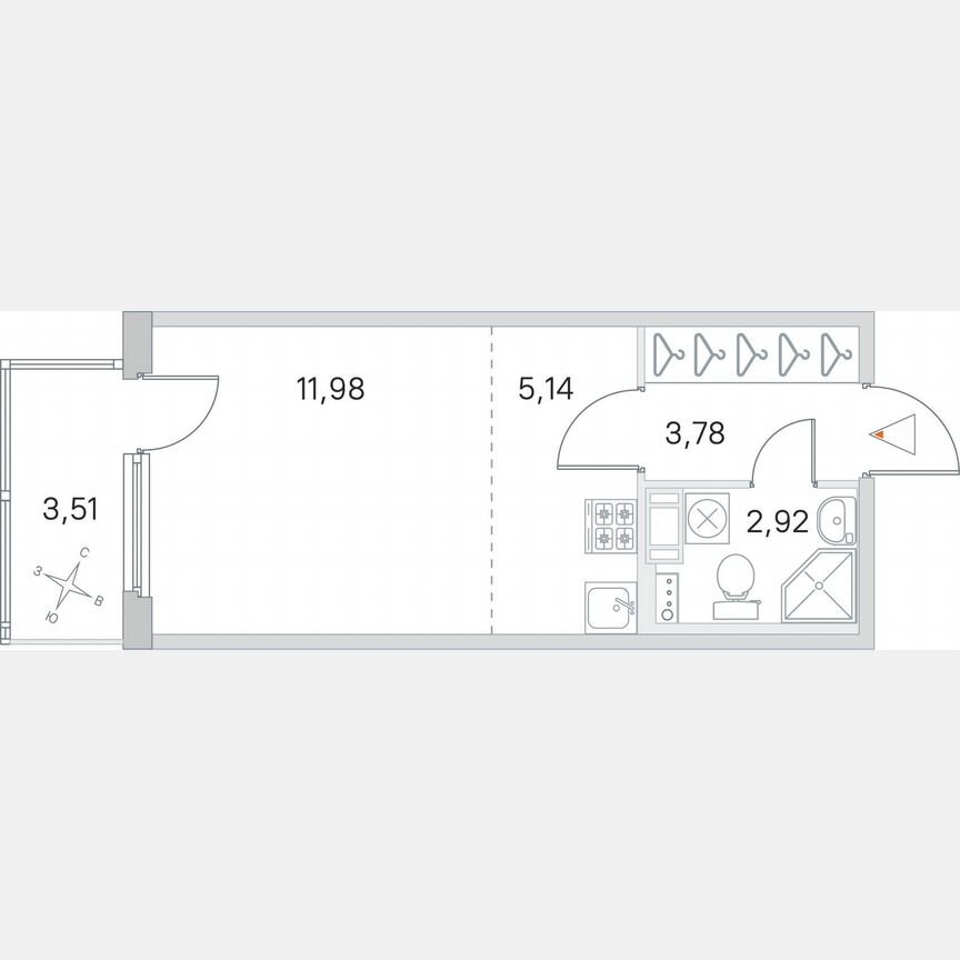 Квартира-студия, 24,9 м², 4/4 эт.
