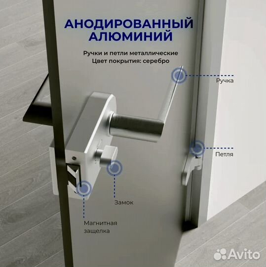 Дверь стеклянная Матовая 2000 х 700 с фурнитурой