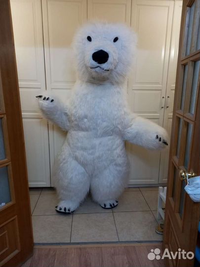 Костюм белого надувного мишки