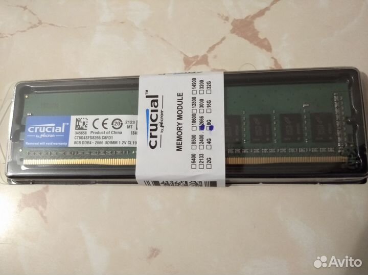 Новая память оперативная 8гб ddr4 Crucial 2666 мгц
