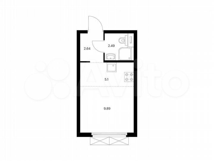 Квартира-студия, 20,1 м², 3/33 эт.
