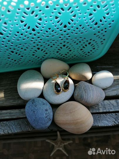 Серьги с натуральным дымчатым кварцем