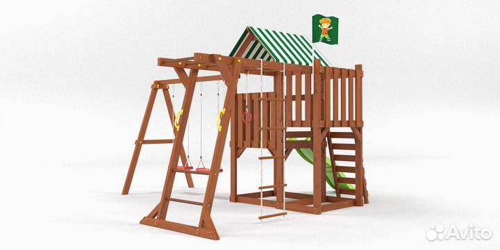 Детский спортивный комплекс с крышей для дачи