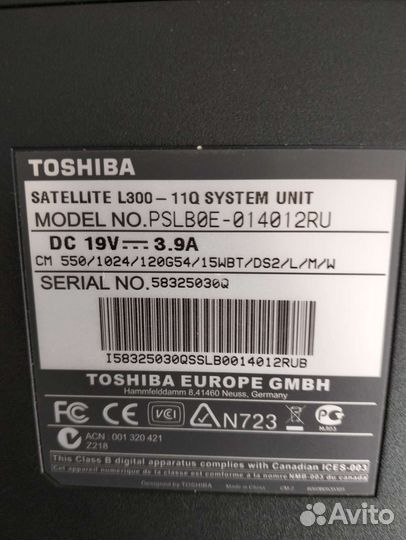 Ноутбук toshiba satellite