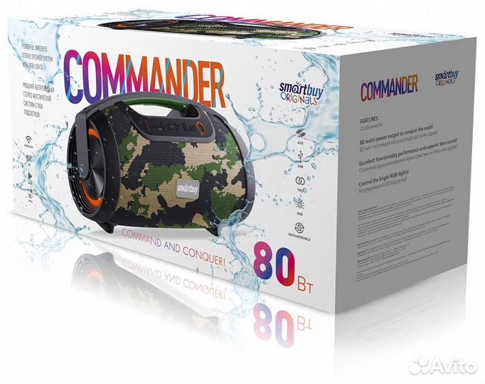 Колонка Smartbuy Сommander, 80Вт, Bluetooth, USB