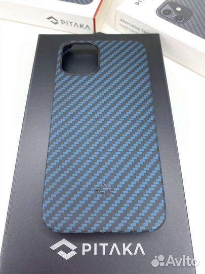 Чехол Pitaka iPhone 12 mini чёрный, синий