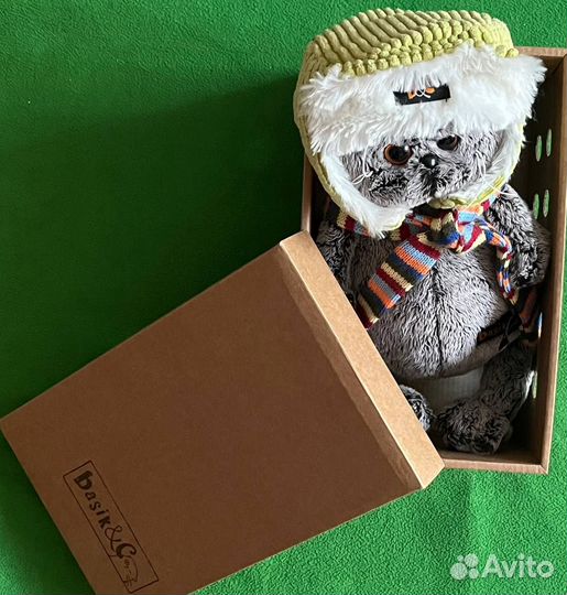 Мягкая игрушка Кот Басик в зимней шапке (бронь)