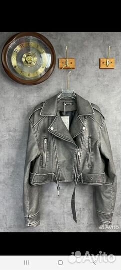 Кожаная куртка косуха оверсайз