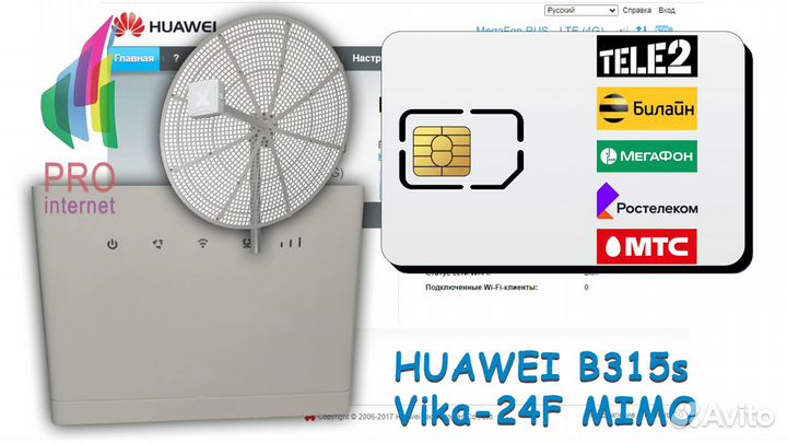Роутер huawei B315s-22+Vika-24F mimo