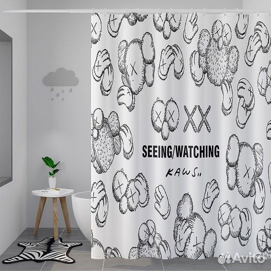 Kaws bearbrick Supreme штора для ванной 180x200