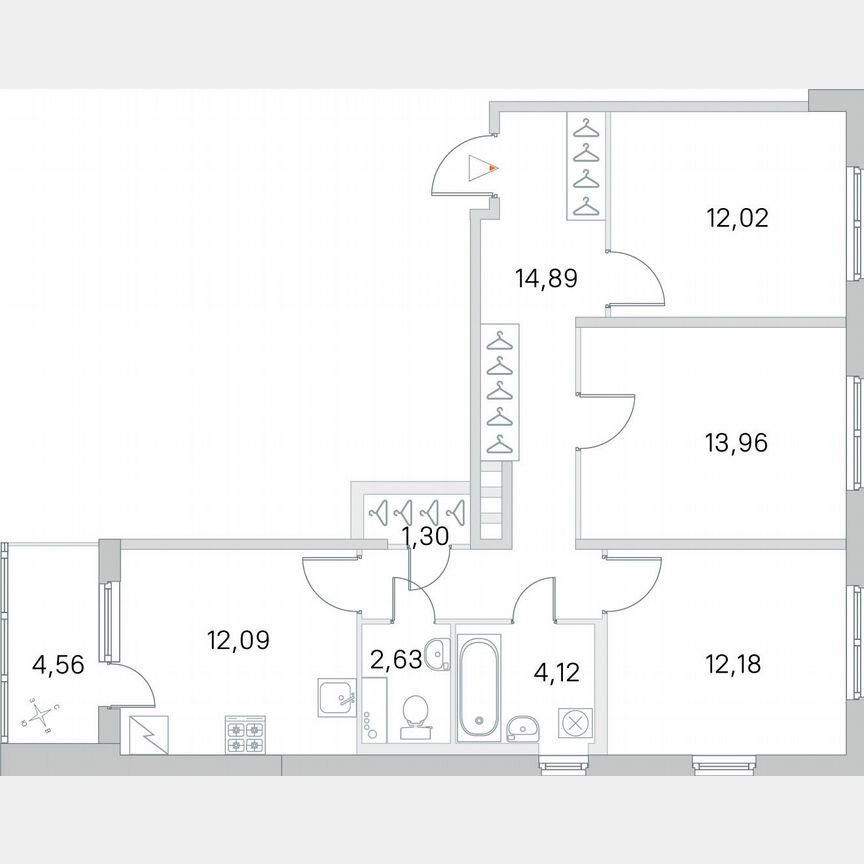 3-к. квартира, 75,5 м², 2/5 эт.