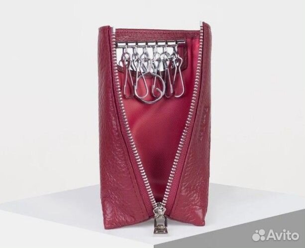 Ключница Danica бордовый кожа 2 молнии