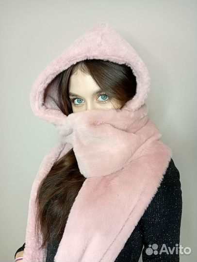 Капор Капюшон с рукавичками тёплый