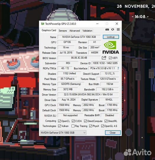 Видеокарта gtx 1060 3gb msi