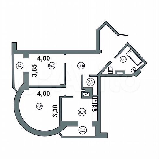 2-к. квартира, 86 м², 14/20 эт.
