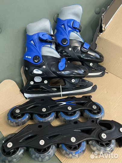 Коньки ледовые / роликовые раздвижные