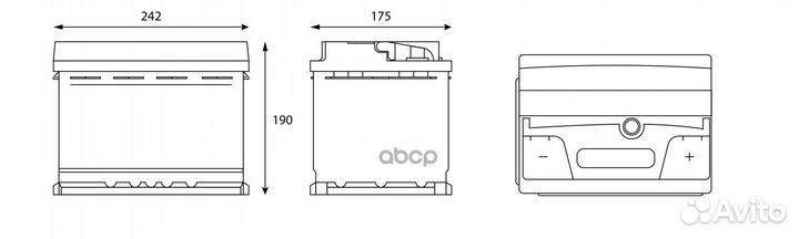 Аккумулятор gladiator EFB 62 Ah, 620 A, 242x175