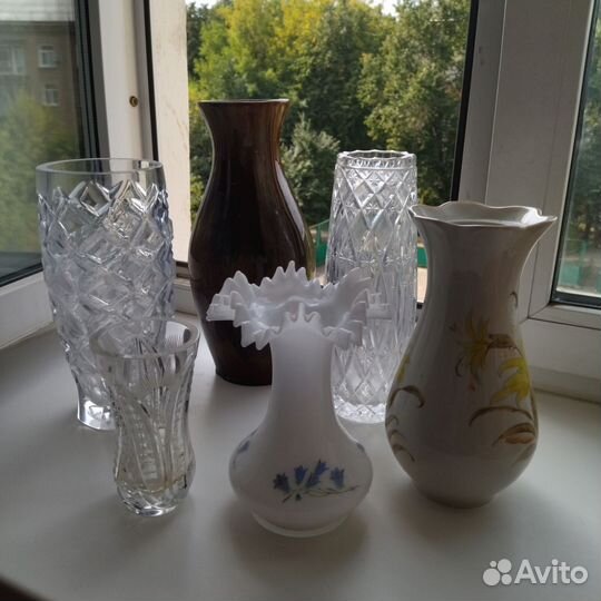 Ваза молочное стекло, Богемия,хрусталь СССР