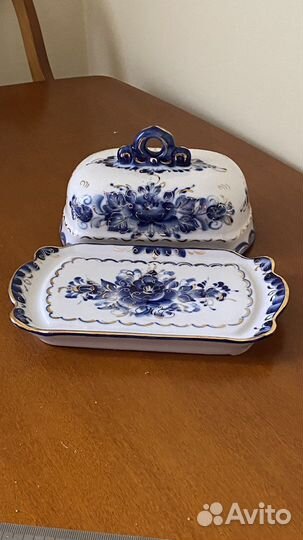 Масленка гжель с золотишком