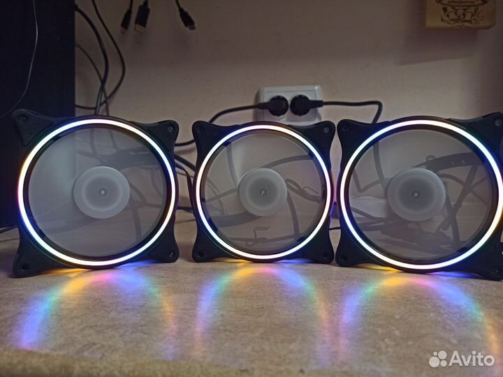 Вентилятор 120мм с LED 4 цвета 3-х сторонняя подсв