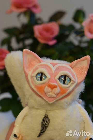 Игрушка Котенок Валентинка ручной работы