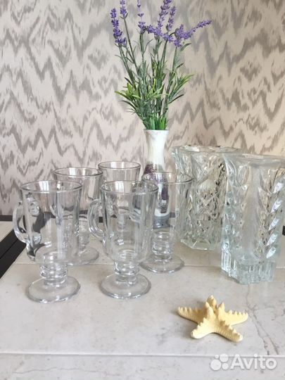 Бокалы для глинтвейна, Вазы, Кружки хрусталь, др