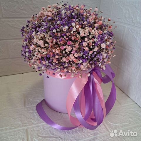 Лавандовая коробочка с гипсофилой