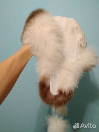 Шапка зимняя, кожаная с мехом