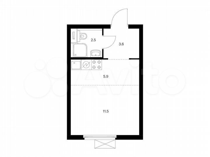 Квартира-студия, 23,5 м², 20/28 эт.