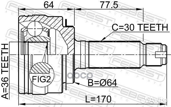 Шрус наружный 36x64x30 (honda pilot YF4 2009)