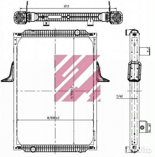 Радиатор Renault 968x698x40 (с рамкой)